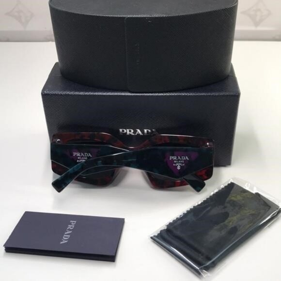 New Authentic Prada Red Tortoise Shell Sunglasses - Picture 3 of 15